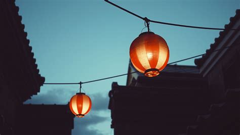 Download Wallpaper 2560x1440 Chinese Lanterns Night