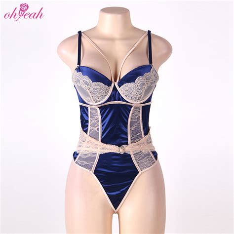 Plus Size Mature Ladies Blue Lace Sexy Teddy Lingerie China Lingerie And Bra Set Lingerie Price