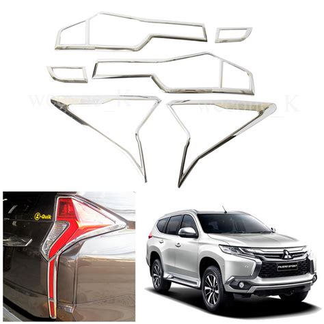 Chrome Rear Tail Light Taillight Lamp Cover Trim For Mitsubishi Montero