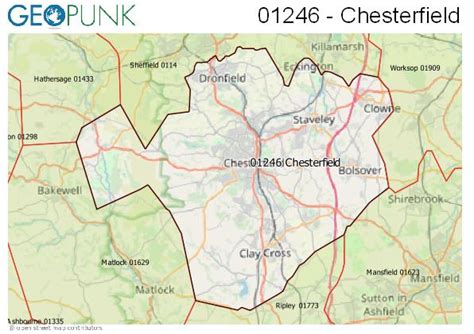 01246 View Map Of The Chesterfield Area Code