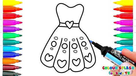 Print and color along with us! Coloring Pages Dresses For Girls l Drawing Pages To Color For Kids l Learn Rainbow Colors - YouTube