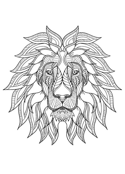 Lion's head from the front - Lion Kids Coloring Pages