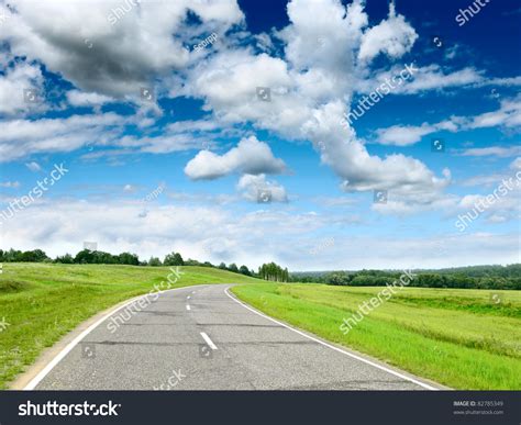 Country Road At Summer Sunny Beautiful Day Stock Photo