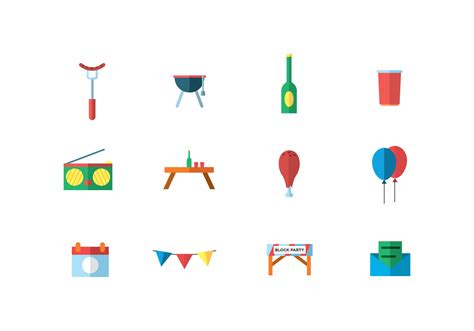 Party Icons In Flat Style 146721 Vector Art At Vecteezy
