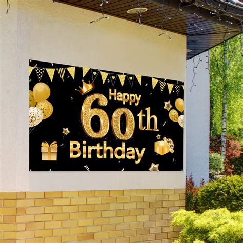 Buy 60th Birthday Party Decoration Extra Large Black Gold Sign Poster
