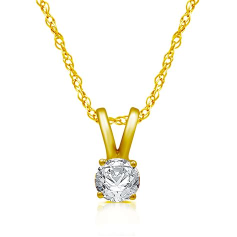 brilliance 14kt yellow gold 1 2 carat diamond solitaire pendant necklace