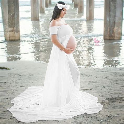 2018 Maternity Dresses Maternity Photography Props Chiffon Dresses Off Shoulders Maxi Pregnant