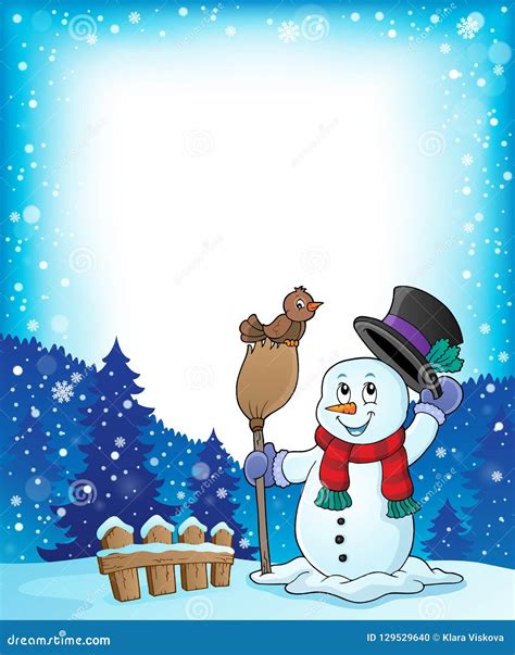 Winter Snowman Subject Frame 1 Stock Vector Illustration Of Season