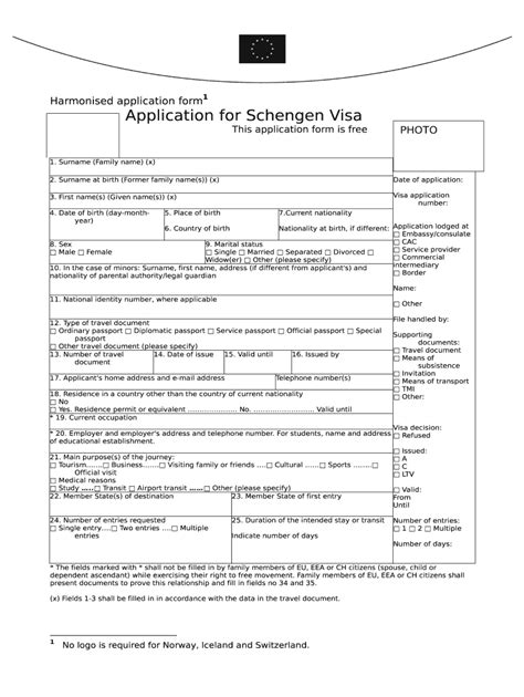 Application Form Schengen Visa Fill Online Printable Fillable