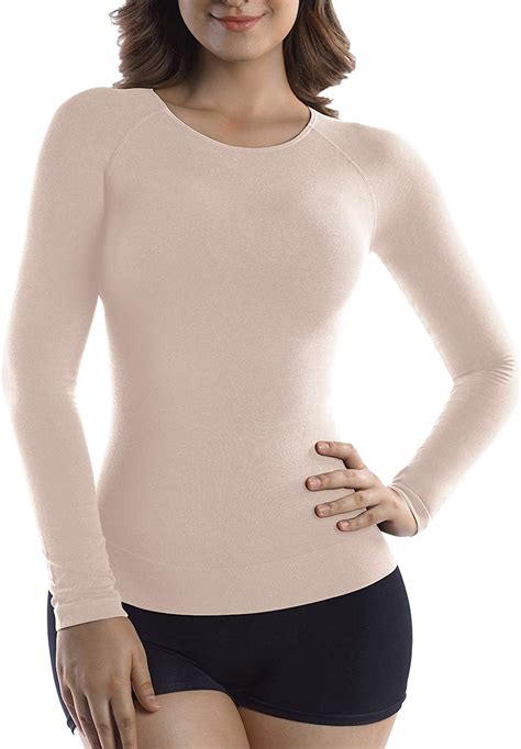 Md Womens Bamboo Slimming Undershirts For Tummy Waist And Bust Long Sleeves Thermal Underwear