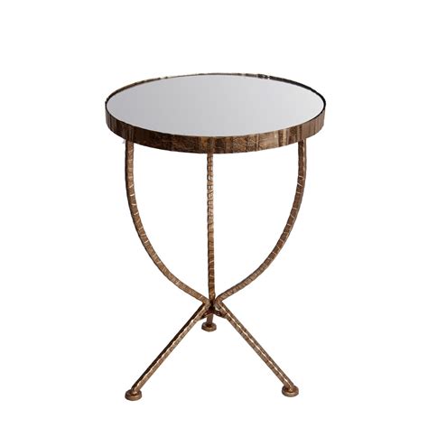 Privilege Bronze Iron And Glass Accent Stand On Sale Round Metal Side