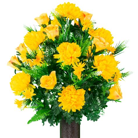 Choose from a large selection of arranged silk flowers including headstone sprays, grave site pillows, memorial wreaths, vase bouquets, floral bushes, and graveside crosses. Sympathy Silks Artificial Cemetery Flowers - Realistic ...