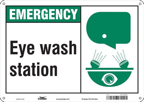 Condor Safety Sign Eye Wash Station Sign Header Emergency