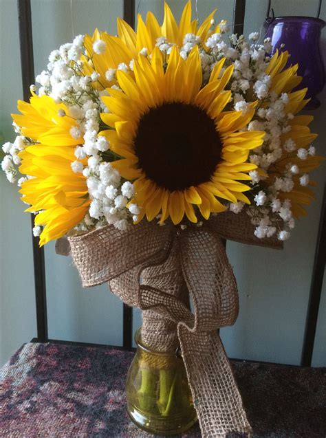 We Designed This Gorgeous Sunflower And Babys Breath Bridal Bouquet