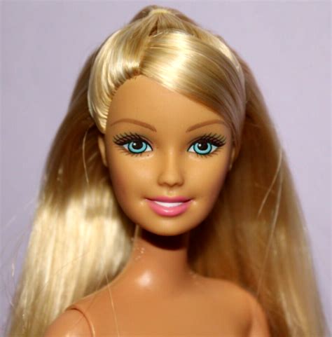 Barbie Doll Nude Platinum Blonde Blue Eyes Angel Face Flower Necklace