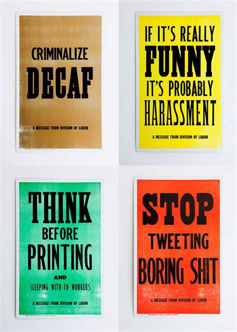 Funny Letterpress Posters Stipulate New Rules Of Work Letterpress