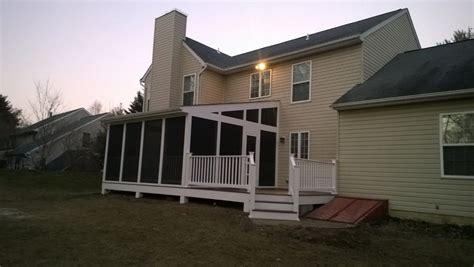 Porch And Deck Combo With Landing Pad To Bilco Door Backyard Patio