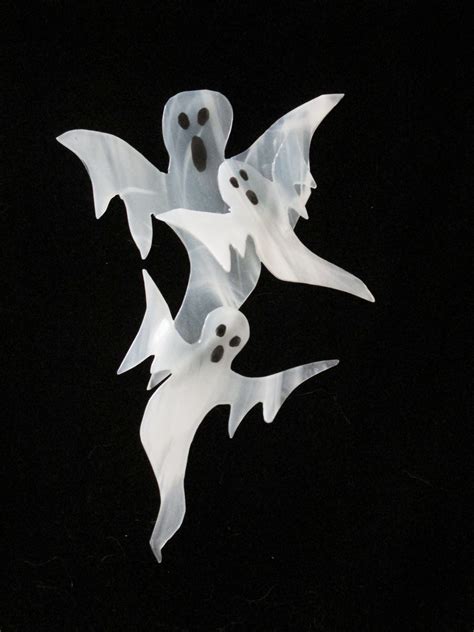 Glass Fused Halloween Ghosts Fused Glass Stained Glass Crafts Suncatchers