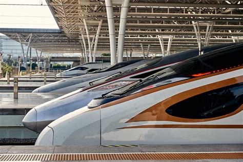 Various Generations Of Chinese Crh High Speed Trains At Shanghai