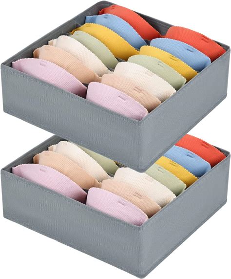 DIMJ Drawer Organisers For Bras Pack Box For Underwear Cells Foldable Bra Organizer Fabric