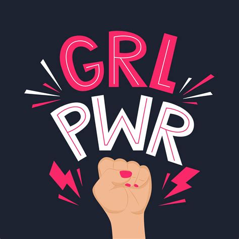 Grl Pwr Quote Girl Power Cute Hand Drawing Motivation Lettering Phrase For T Shirts Poster