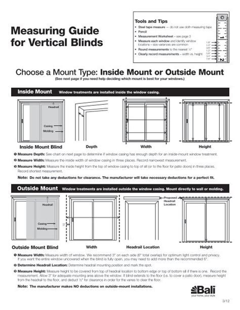 Measuring Guide For Vertical Blinds Bali Blinds And Shades