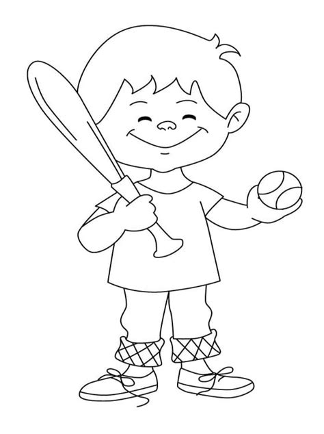 Happy Boy Playing Baseball Coloring Page Download Print Or Color