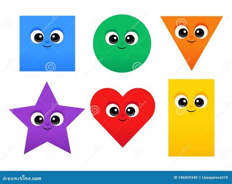 Set Of Cute Shapes With Faces Doodle Vector Illustration