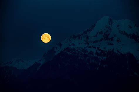 Wallpaper Moon Mountains Night Full Moon Moonlight Hd Widescreen
