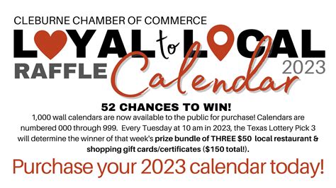 Raffle Calendar Cleburne Chamber Of Commerce