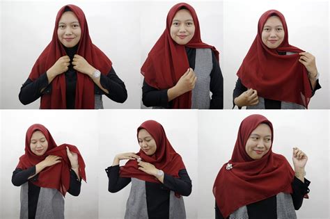 9 Tutorial Hijab Segi Empat Simpel Cocok Bagi Yang Belajar Berjil