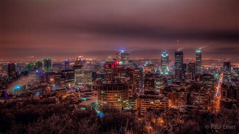 Building Canada Montreal Quebec Night Light Cities