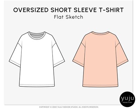 Oversized Short Sleeve T Shirt Fashion Flat Sketch Fashion Etsy