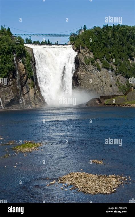 La Chute Montmorency Falls Quebec Canada Canadian Bridge Waterfall
