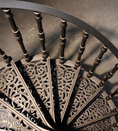 Overhead View Of Victorian Spiral Staircase With Reeded Balusters