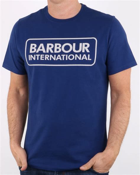 Barbour Essential Logo T Shirt Blue Mens Tee Crew Casual Barbour