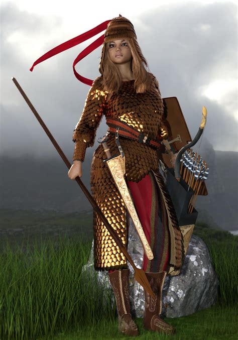 Warriors combine strength, leadership, and a vast knowledge of arms and armor to wreak havoc in glorious combat. Royal Scythian Warrior 3D Rendering | RenderHub Gallery