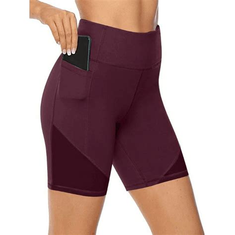 Ukap Womens Plus Size Yoga Shorts Summer Seamless Pocket Casual Running Sports Cycling Shorts