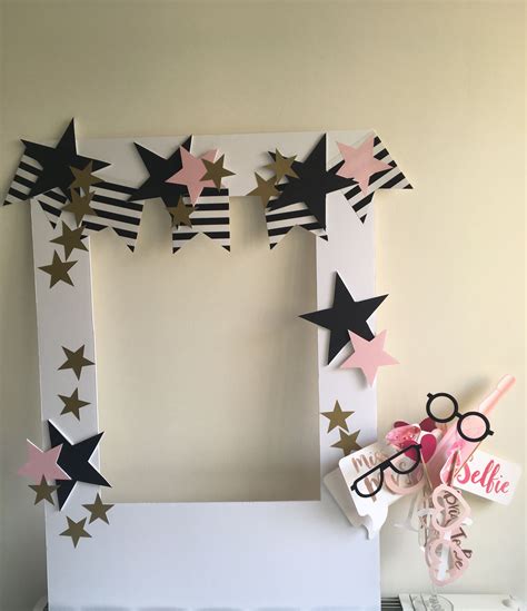 Pink Black Gold Themed Hen Do Selfie Frame With Props Picture
