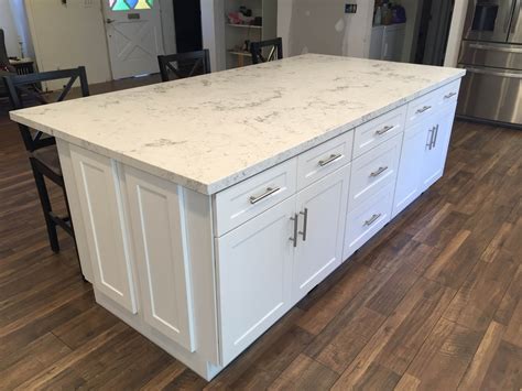 For those of you who have a small kitchen and want to add a new fresh look, a. white shaker full overlay kitchen cabinets with quartz ...
