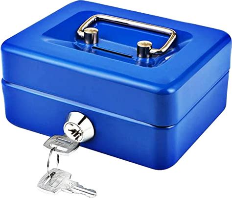 Small Cash Box With Key Lock Portable Metal Money Box With Double
