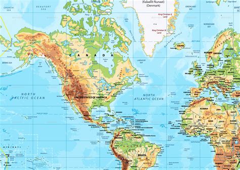 Detailed Physical World Map Mercator Projection By Cartarium Graphicriver