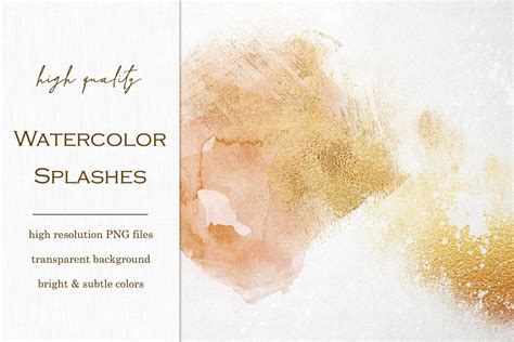 Watercolor Splashes With Gold Dust Custom Designed Graphic Objects