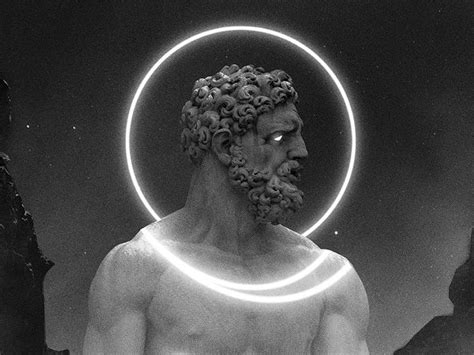 Fragment 115 Greek Mythology Light Box Sculpture Greek God Bust Light Lines Laconic Illustration
