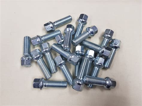 45mm Bimecc Wheel Bolts M14 X1 5mm Thread Radius Seat X 20 In Silver Tamar Wheels