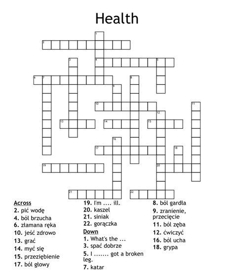 Health Crossword Wordmint