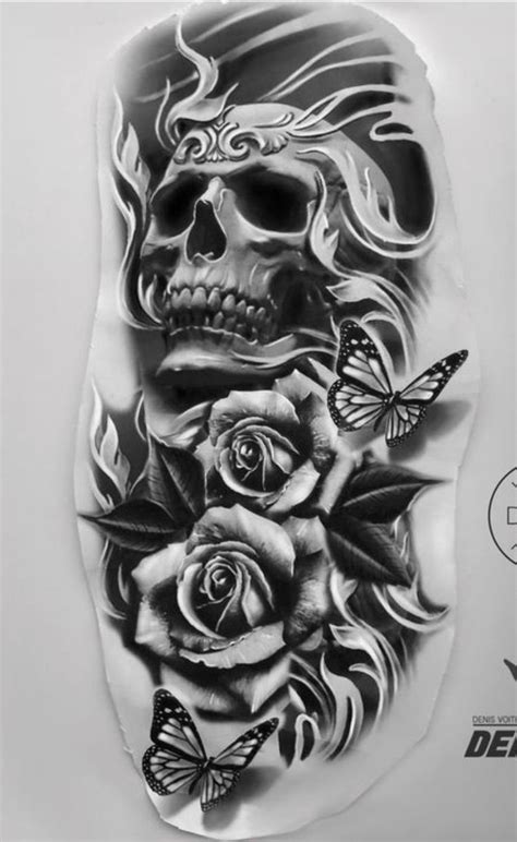 Pin By Dougx Tattoo On Caveiras Skull Rose Tattoos Skull Sleeve
