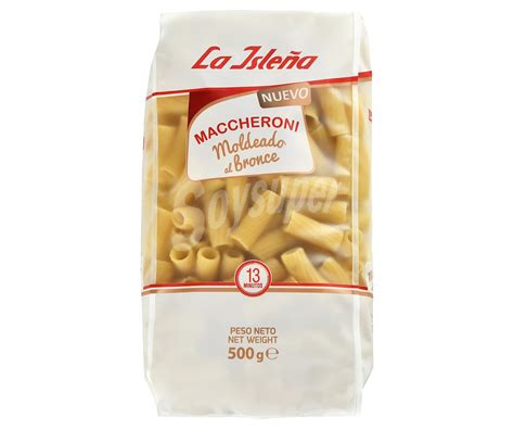 La Isleña Pasta Macarrones Cortos Moldeados Al Bronce 500 Gr