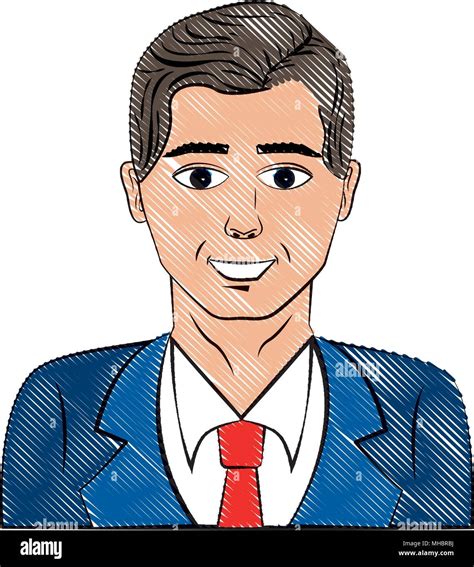 Portrait Smiling Man Cartoon Character Vector Illustration Stock Vector