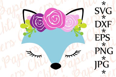 Fox With Flowers Svg Fox Svg Cute Fox Svg Fox Cut Files By Chilipapers